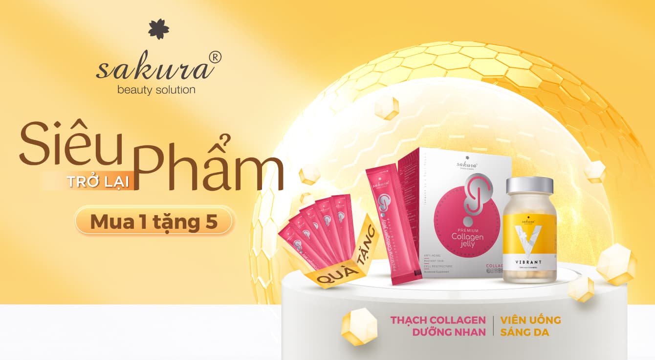 SIÊU PHẨM SẮC ĐẸP ĐÃ TRỞ LẠI - THẠCH COLLAGEN DƯỠNG NHAN VÀ VIÊN UỐNG TRẮNG DA SAKURA