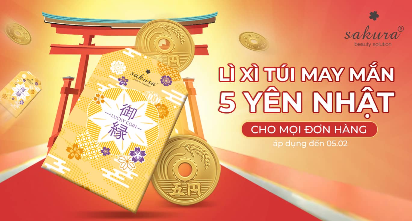 SAKURA BEAUTY LÌ XÌ ĐỒNG 5 YÊN NHẬT CHO MỌI ĐƠN HÀNG