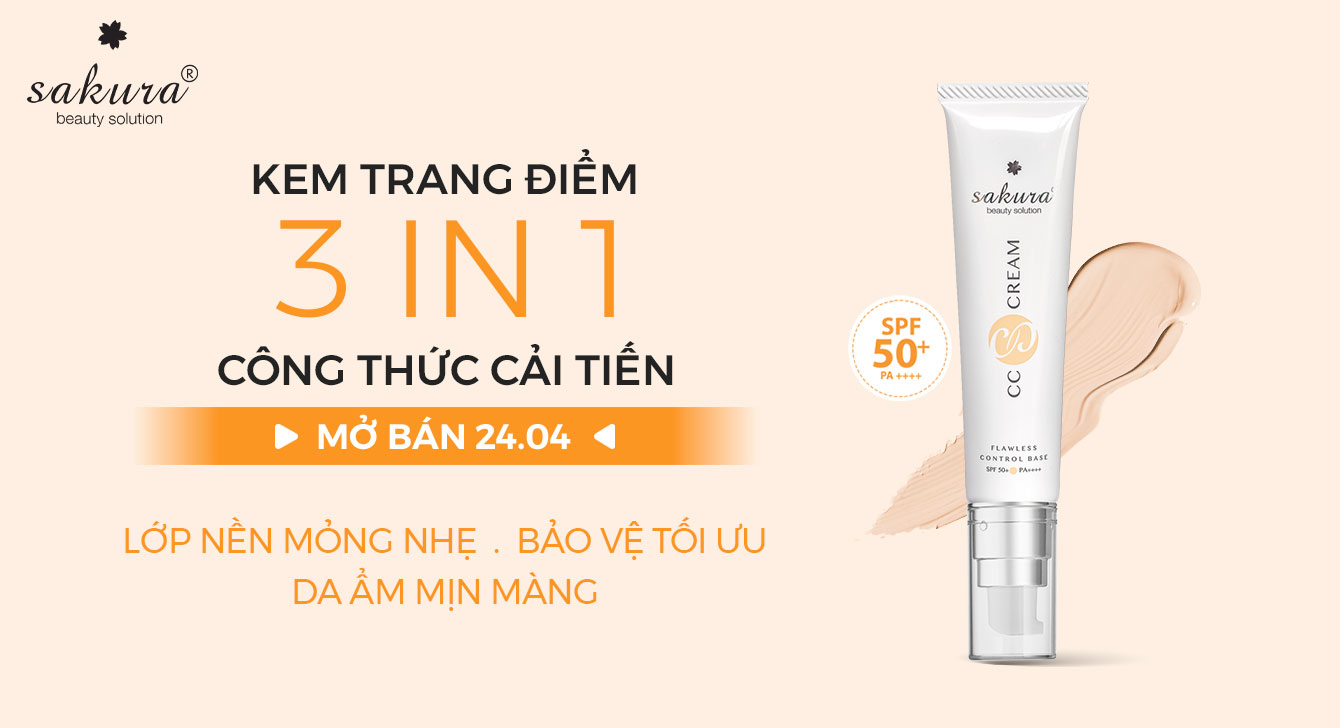 Ra Mắt Kem Trang Điểm Chống Nắng Sakura CC Cream Bản Mới: Giải Pháp Lớp Nền Khô Thoáng Mùa Hè